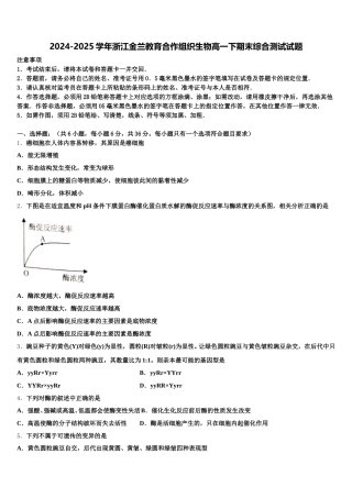 2024-2025学年浙江金兰教育合作组织生物高一下期末综合测试试题含解析
