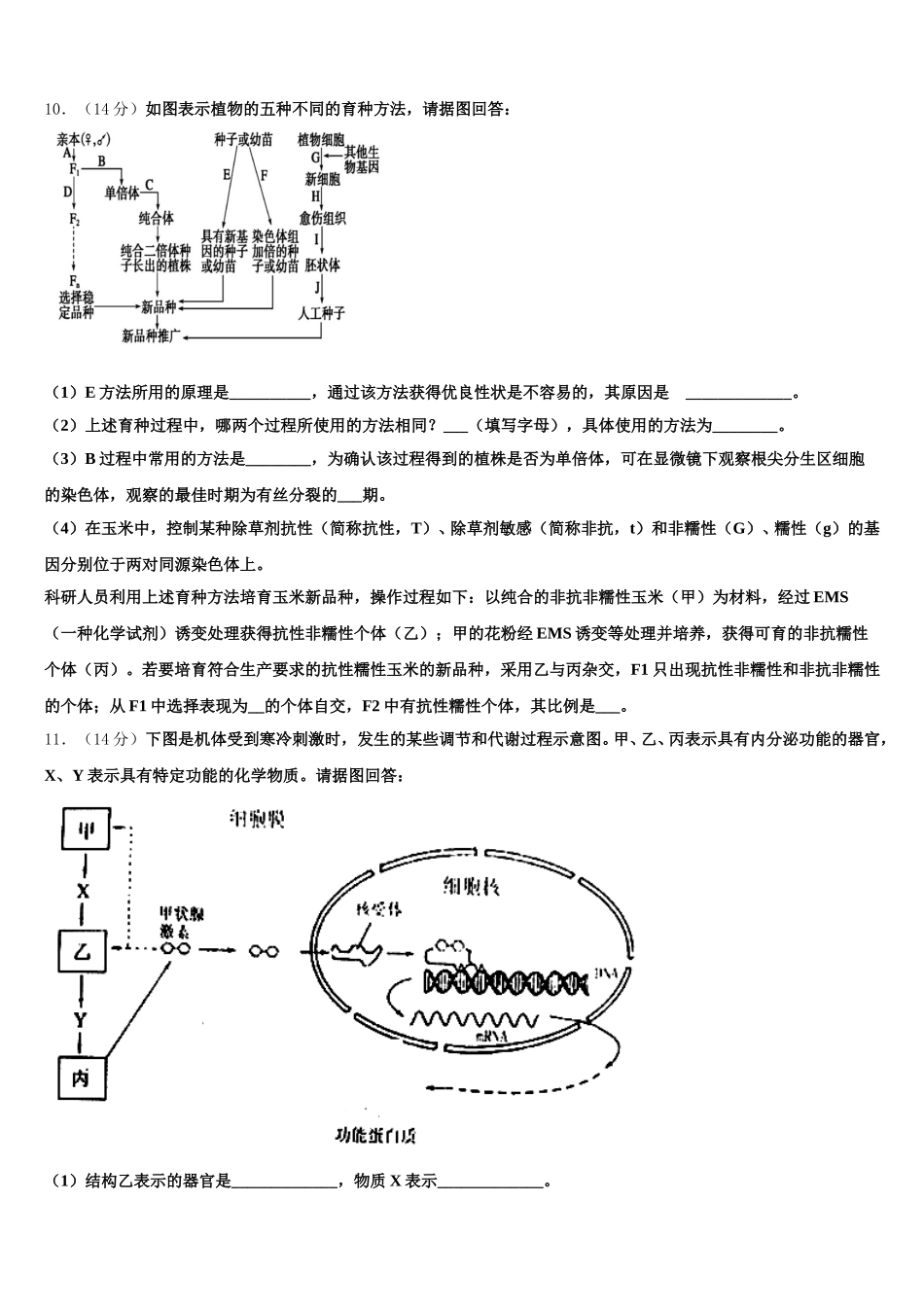 浙江省温州九校2024-2025学年高一生物第二学期期末学业质量监测模拟试题含解析_第3页