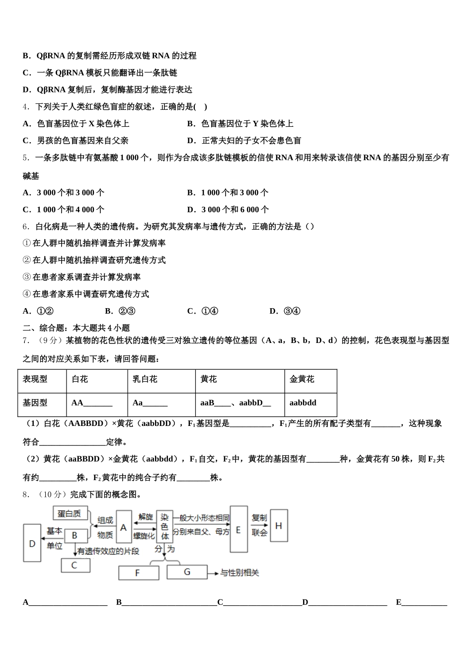 浙江省杭州市2025年生物高一第二学期期末学业水平测试模拟试题含解析_第2页