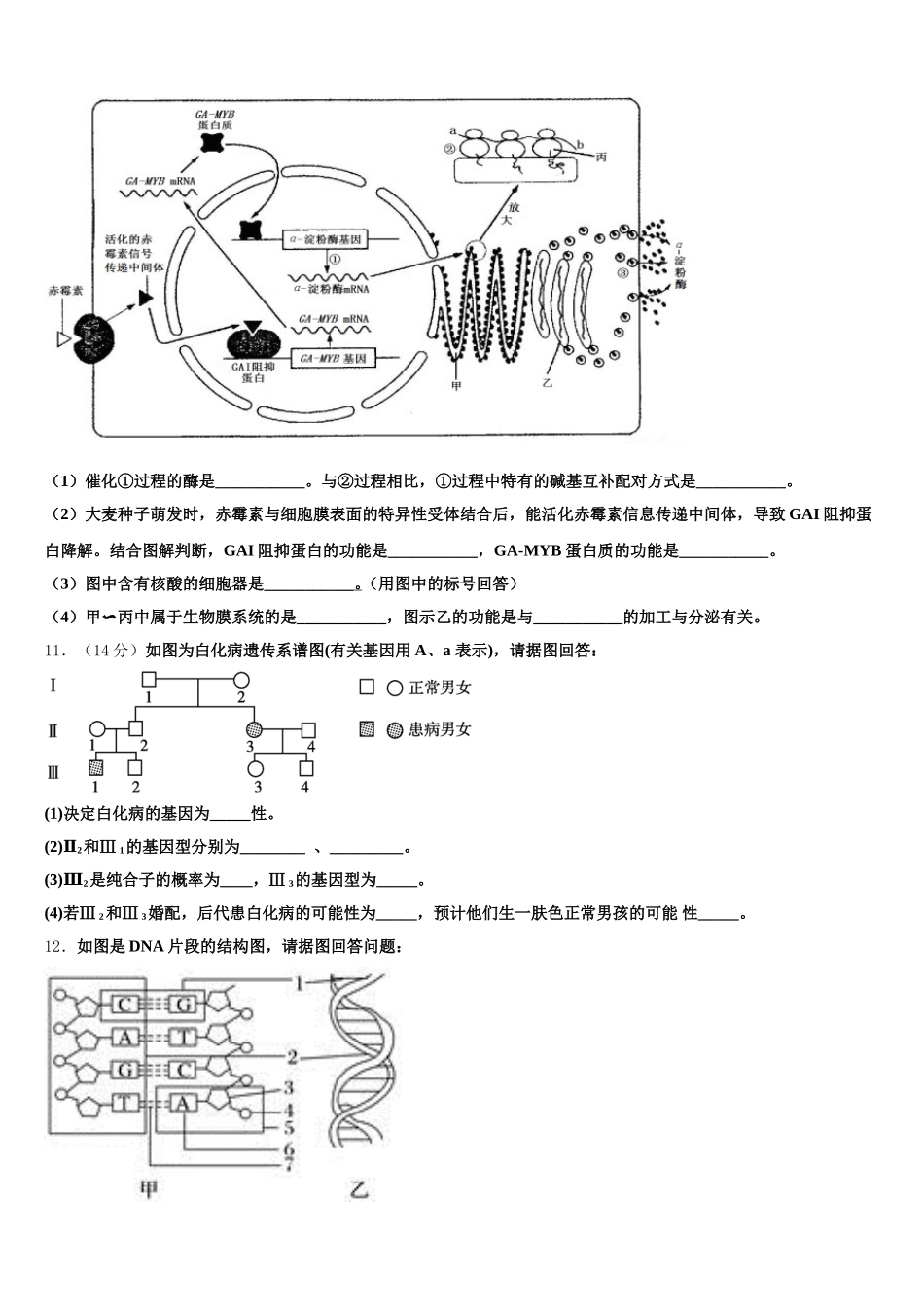 2025届浙江省衢州五校高一下生物期末考试模拟试题含解析_第3页