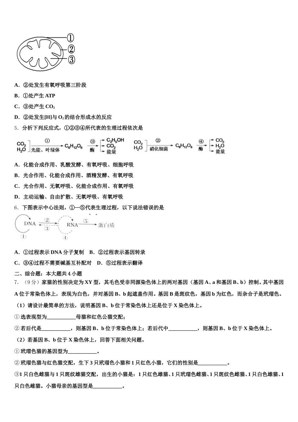 2025届浙江省桐乡市第一中学高一生物第二学期期末调研试题含解析_第2页
