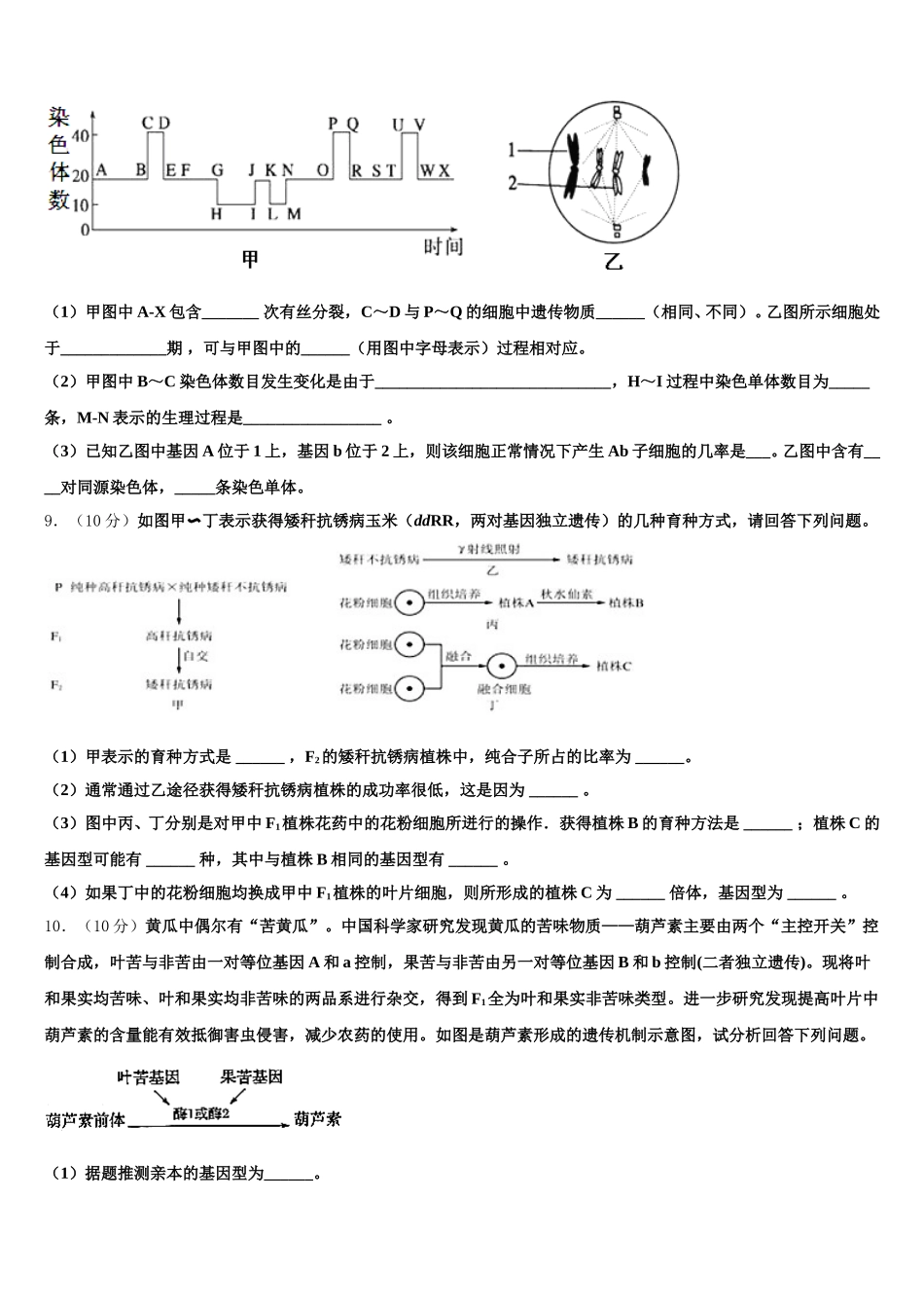 2025届浙江省绍兴市重点中学生物高一下期末学业水平测试试题含解析_第3页