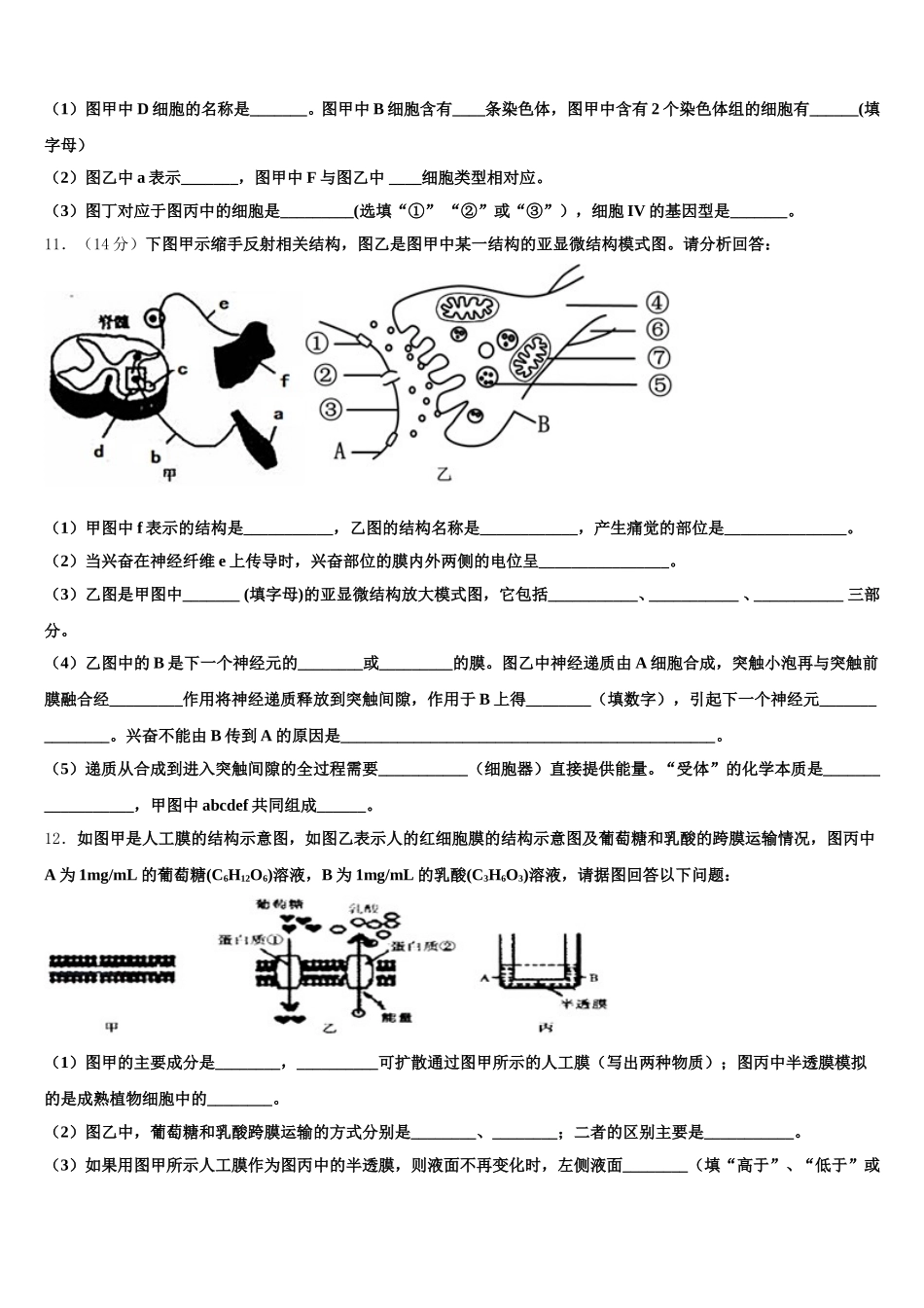浙江省杭州地区六校2025年生物高一下期末达标测试试题含解析_第3页