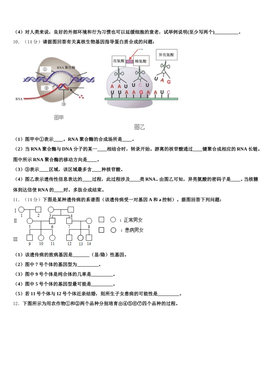 2025年浙江省嘉兴市第一中学、湖州中学高一下生物期末综合测试试题含解析_第3页