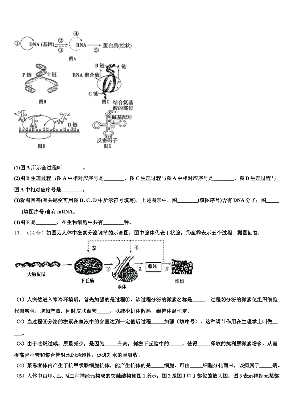 浙江省温州树人中学2024-2025学年生物高一下期末达标测试试题含解析_第3页