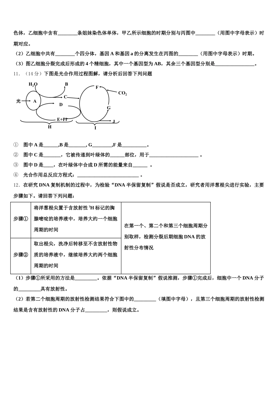 2025届浙江省温州市第五十一中生物高一下期末达标测试试题含解析_第3页