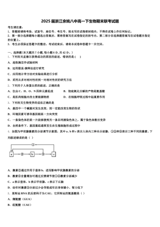 2025届浙江余姚八中高一下生物期末联考试题含解析