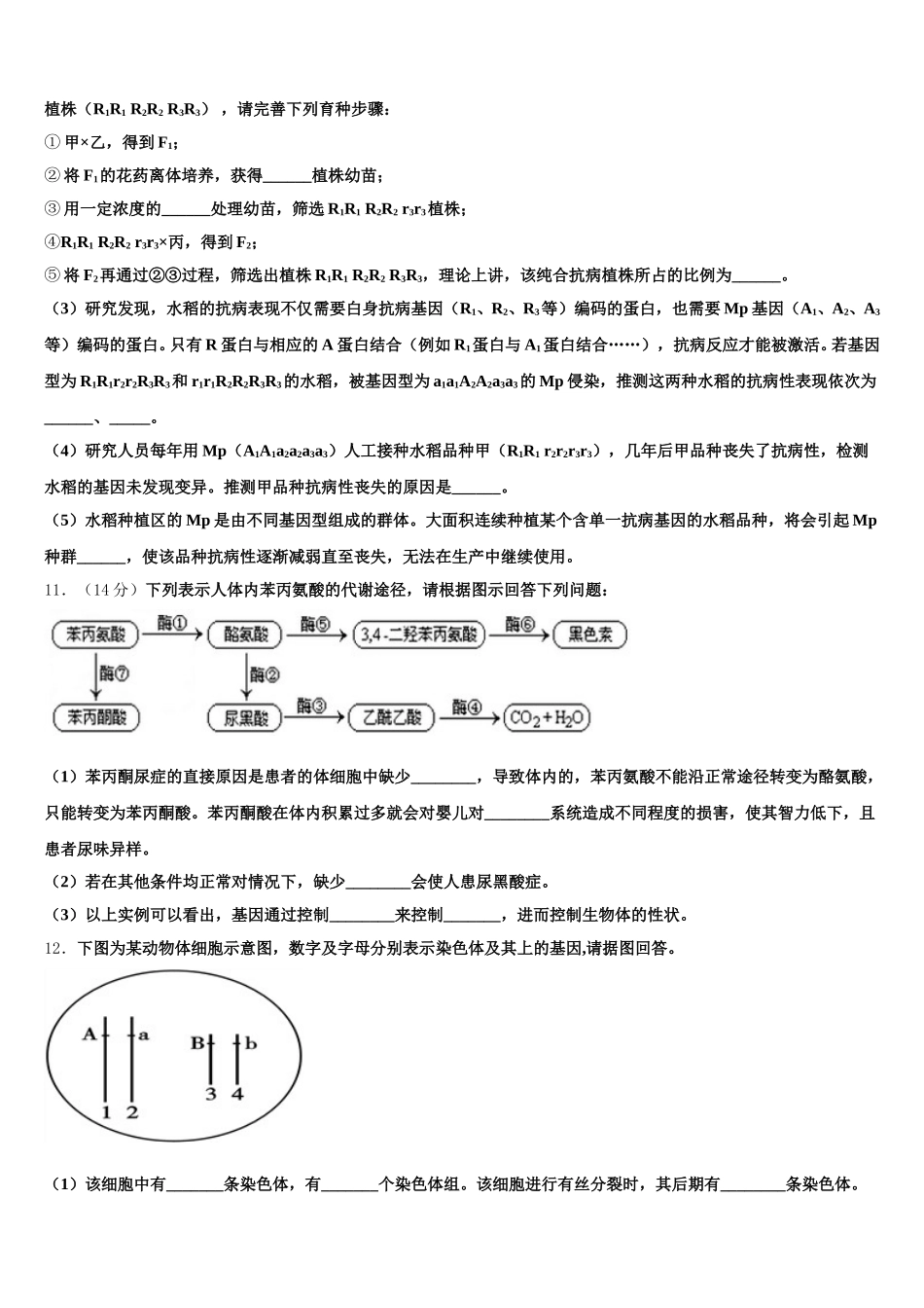 浙江省温州市“十五校联合体”2024-2025学年生物高一下期末学业水平测试试题含解析_第3页