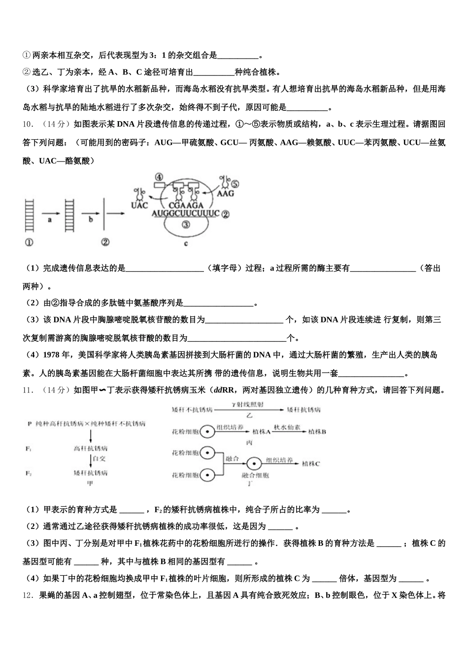 浙江省杭州市五校联考2024-2025学年生物高一下期末学业质量监测试题含解析_第3页