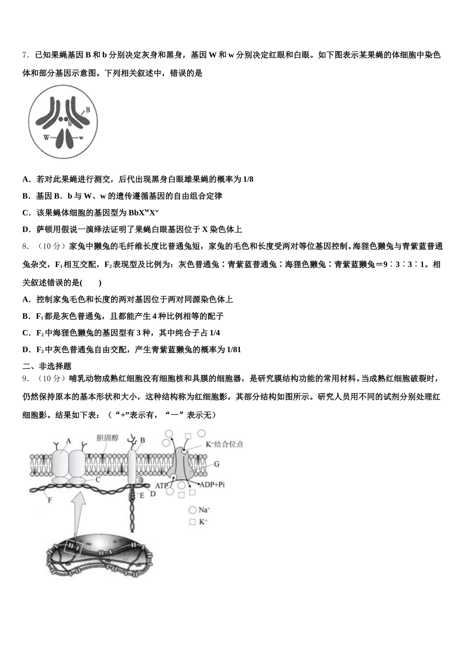 浙江省乐清市第二中学2024-2025学年高一下生物期末联考试题含解析_第2页