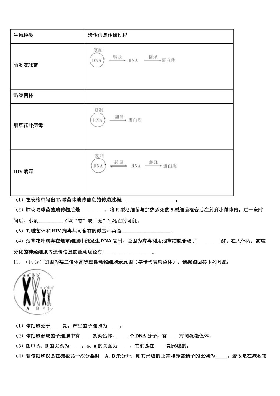 2025年浙江省杭州市余杭区部分学校生物高一下期末达标检测试题含解析_第3页