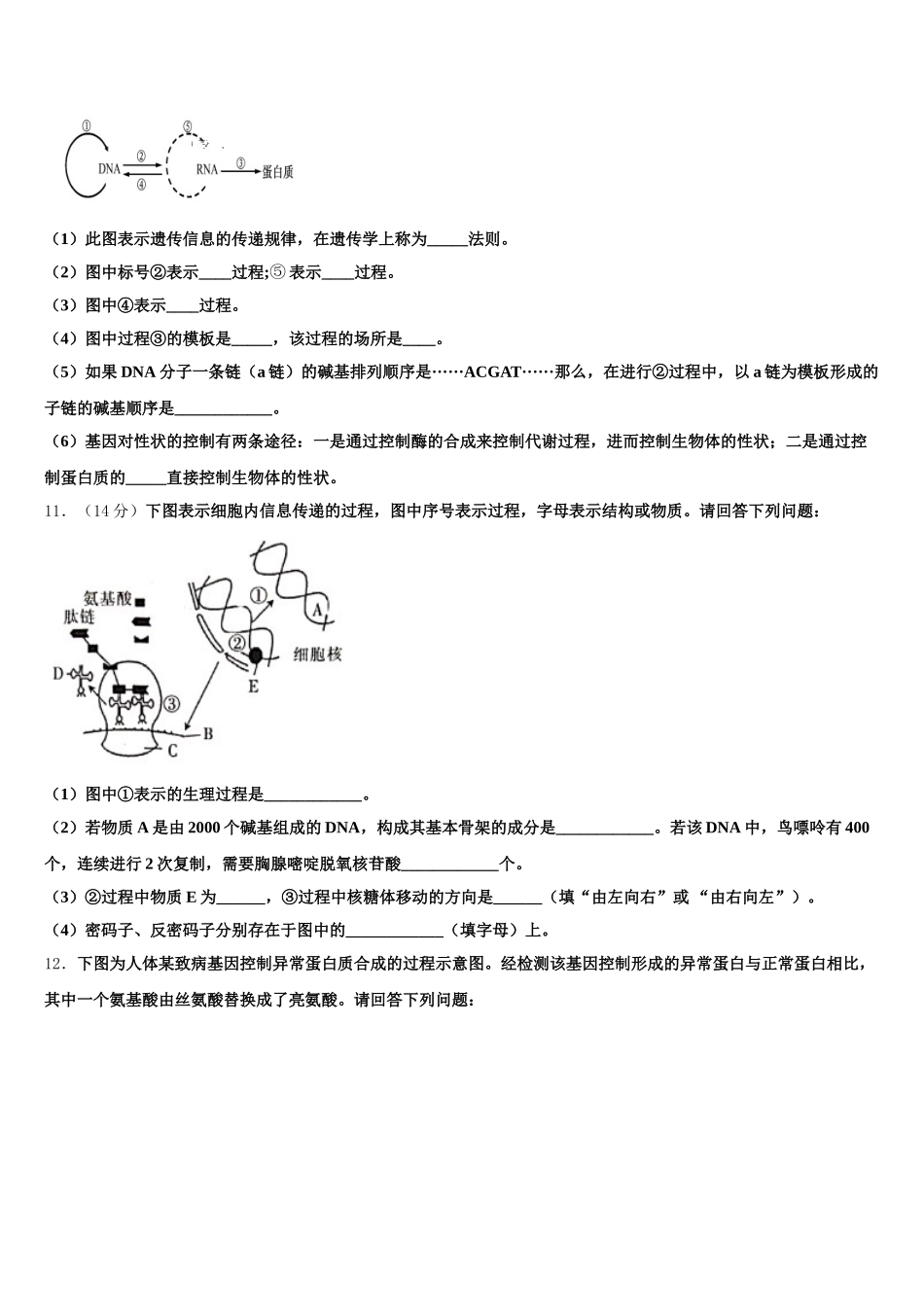 2025届浙江省瑞安市上海新纪元高级中学高一生物第二学期期末学业水平测试试题含解析_第3页