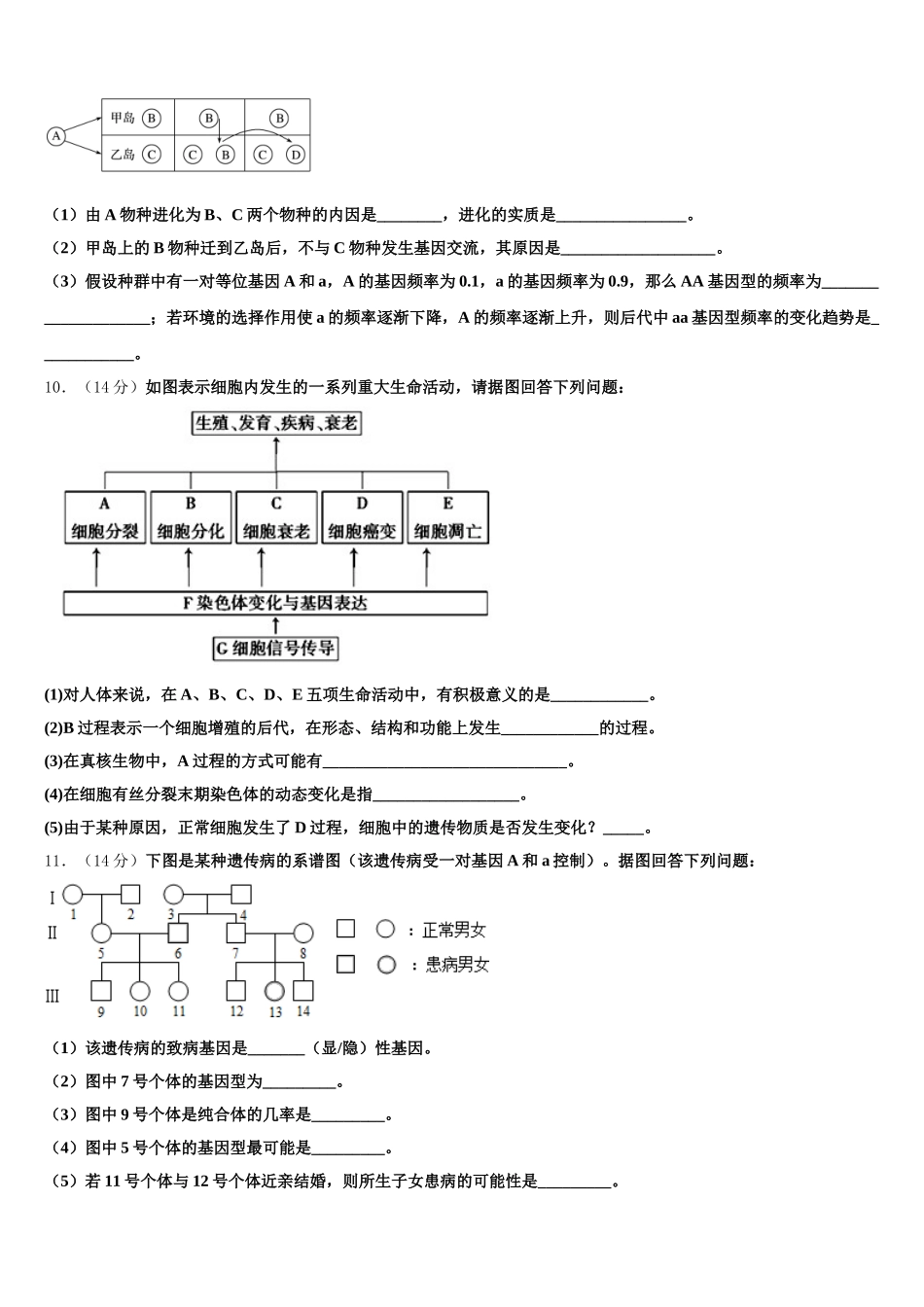 2025年浙江省温州市苍南县树人中学高一下生物期末考试模拟试题含解析_第3页