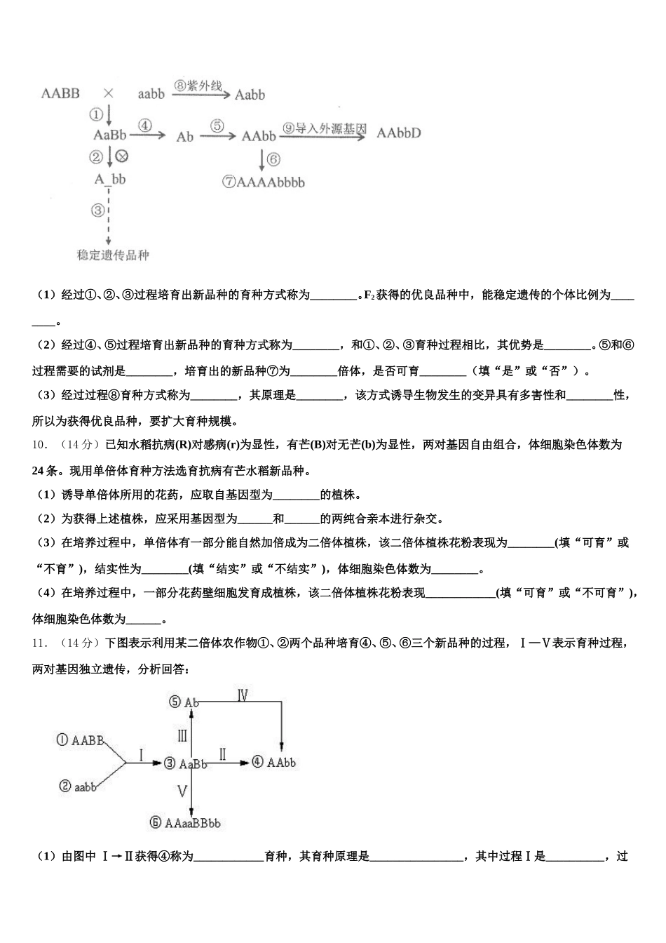 2025届果洛市重点中学生物高一下期末联考模拟试题含解析_第3页