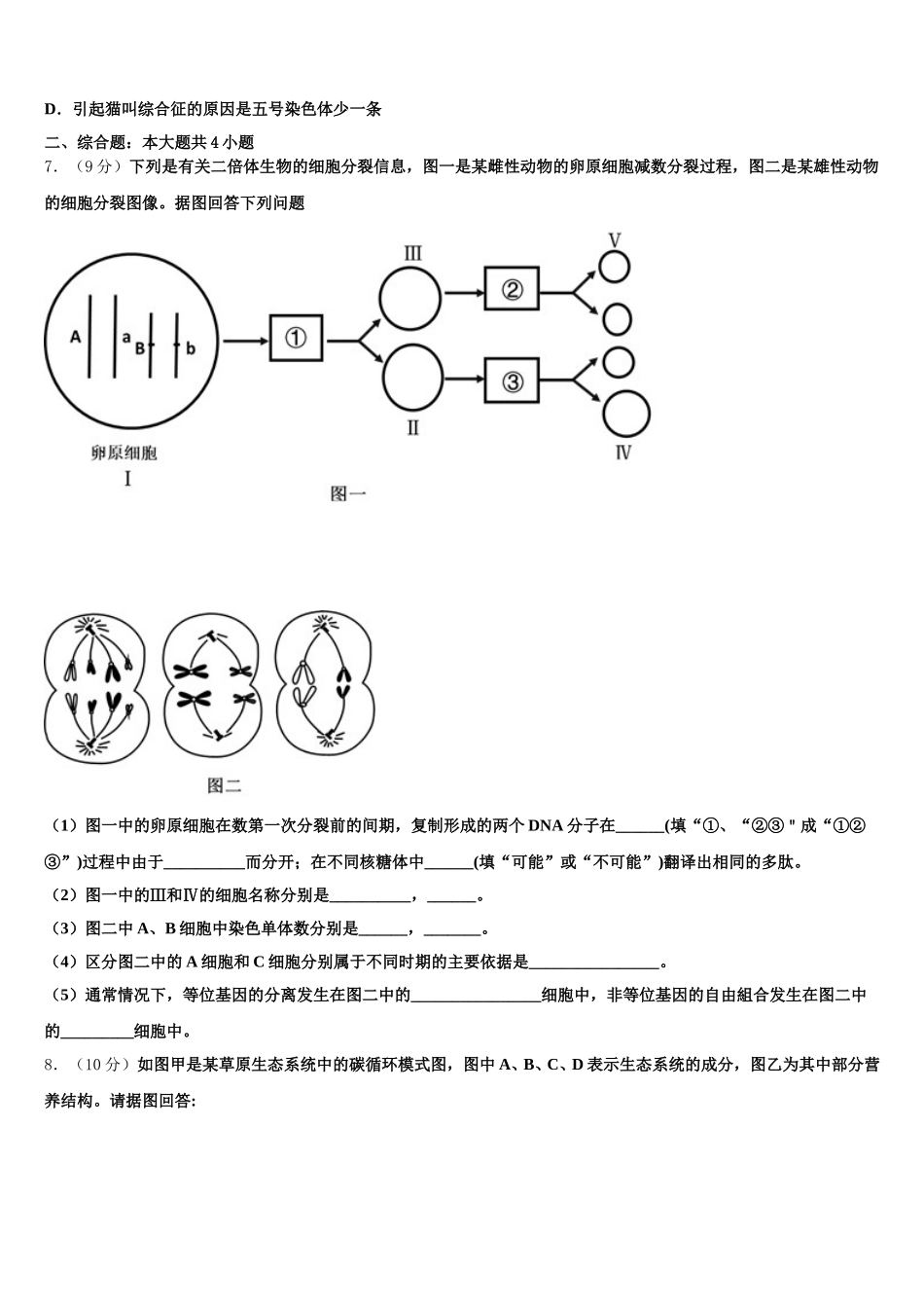 2025届青海师范大学附属第二中学生物高一第二学期期末学业质量监测模拟试题含解析_第2页