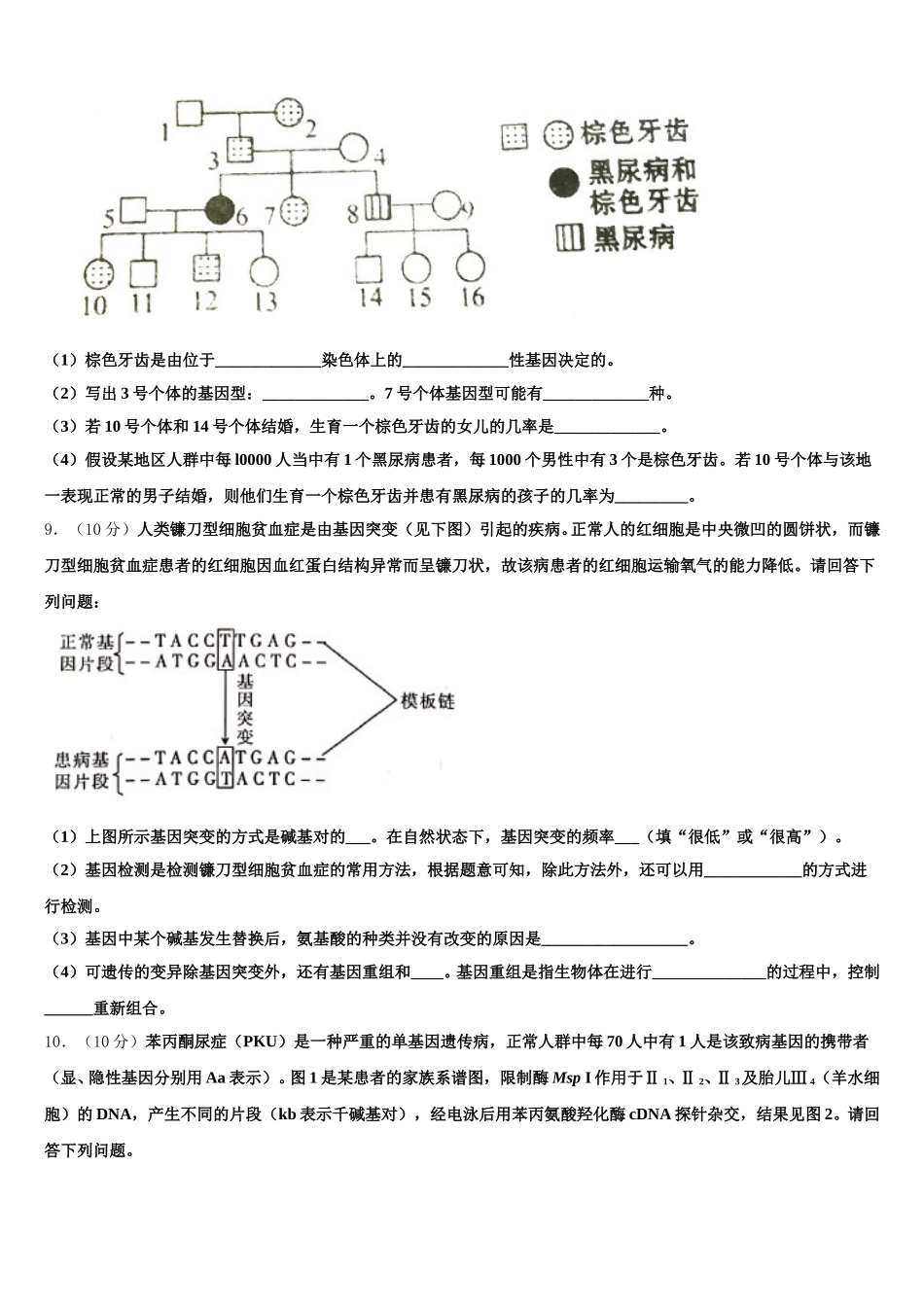 2025年黄南市重点中学高一生物第二学期期末质量跟踪监视模拟试题含解析_第3页