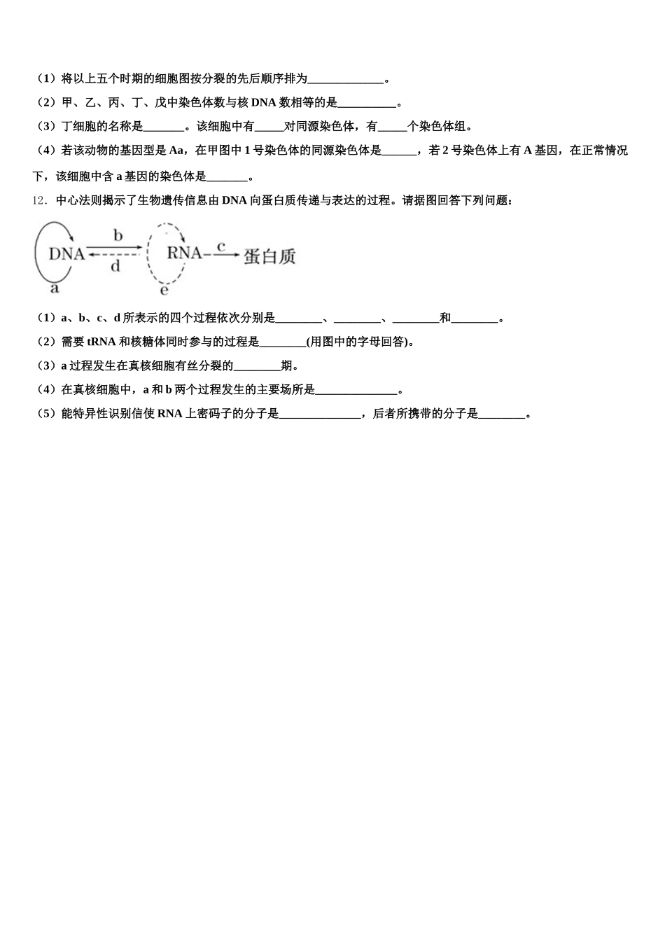 青海省西宁市第二中学2025届高一生物第二学期期末质量跟踪监视试题含解析_第3页