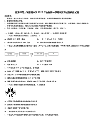 青海师范大学附属中学2025年生物高一下期末复习检测模拟试题含解析