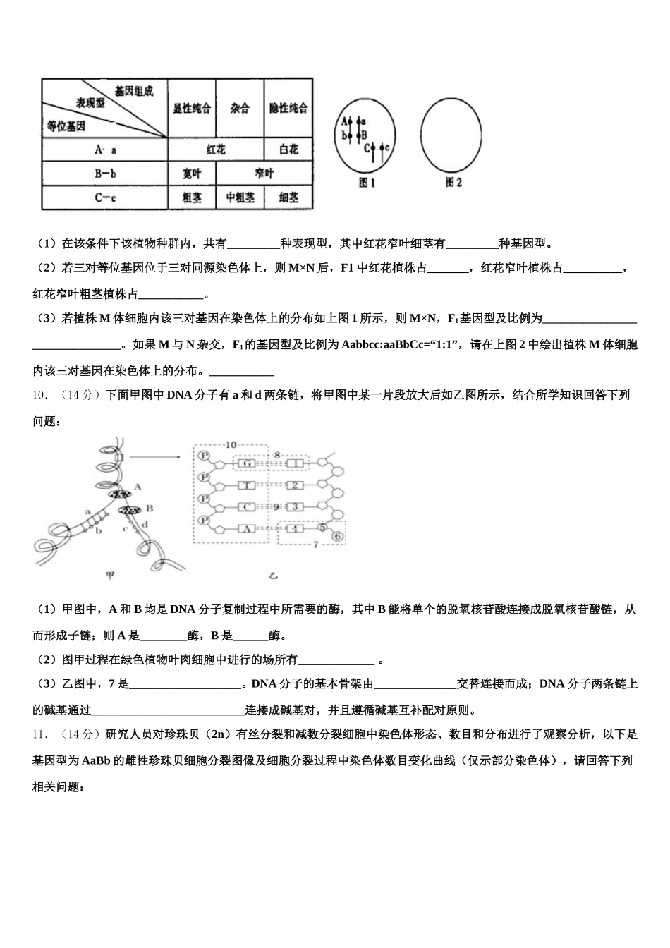 青海省西宁市大通县第一中学2025年生物高一下期末联考试题含解析_第3页