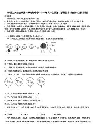 新疆生产建设兵团一师高级中学2025年高一生物第二学期期末综合测试模拟试题含解析