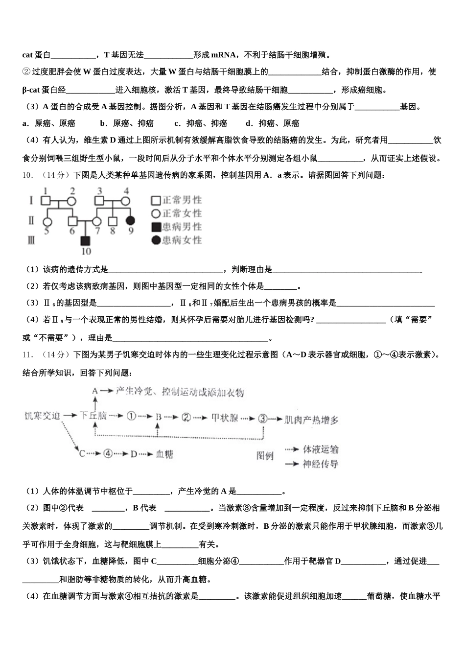 2025届新疆阿克苏地区沙雅县二中高一下生物期末联考模拟试题含解析_第3页