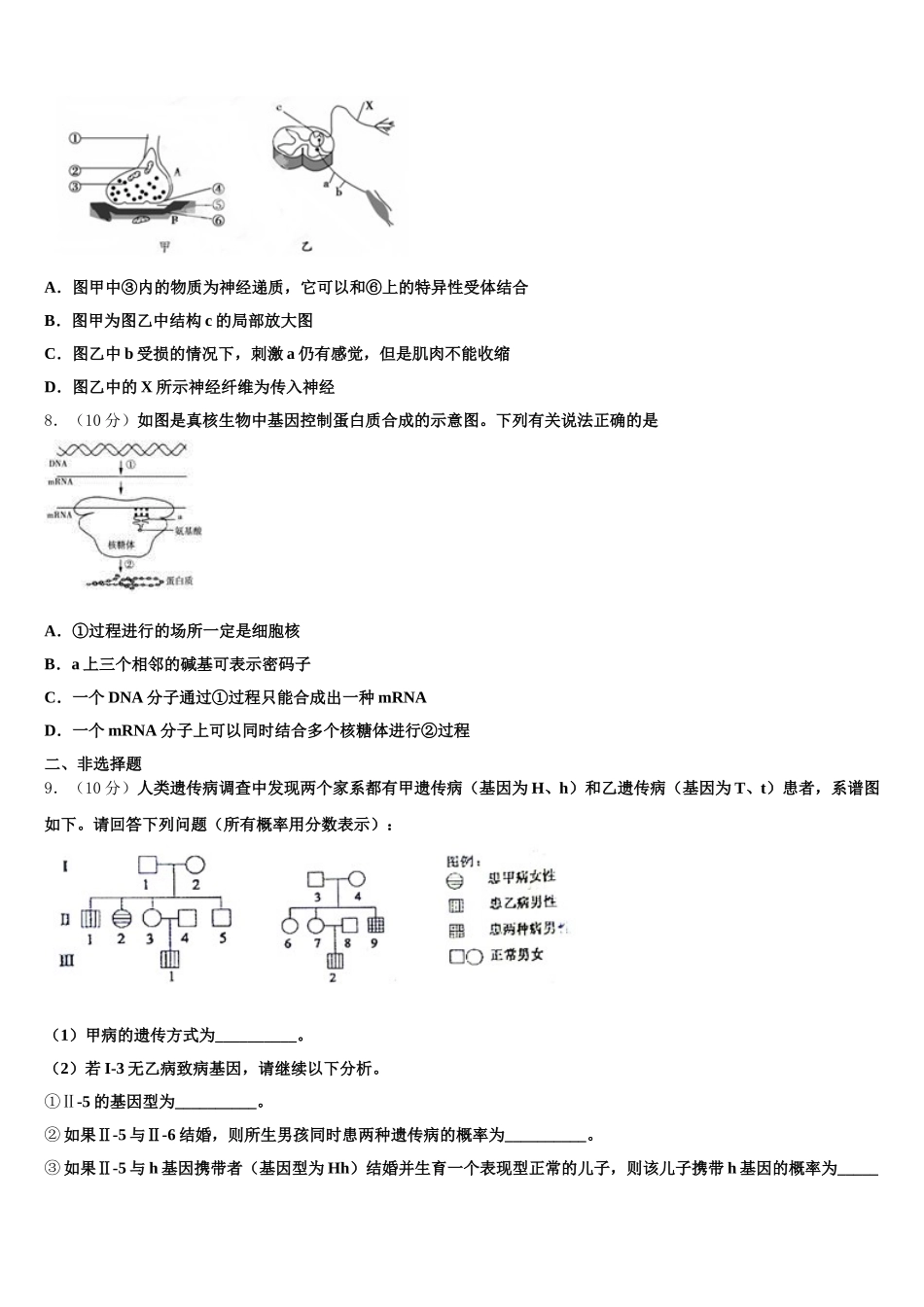 新疆喀什市深喀第一高级中学2025届高一下生物期末联考试题含解析_第2页