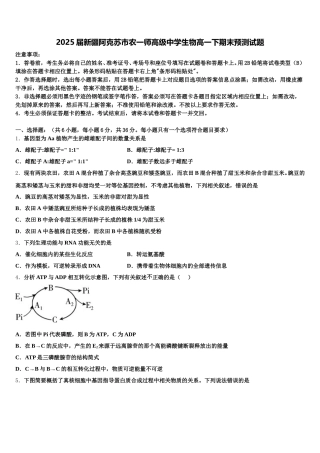 2025届新疆阿克苏市农一师高级中学生物高一下期末预测试题含解析
