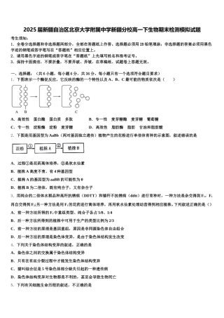 2025届新疆自治区北京大学附属中学新疆分校高一下生物期末检测模拟试题含解析