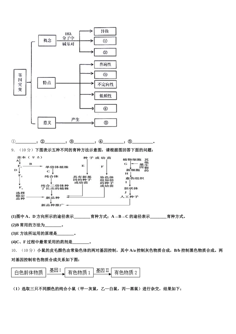 新疆维吾尔自治区喀什地区巴楚县第一中学2025年生物高一下期末质量检测模拟试题含解析_第3页
