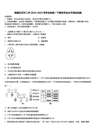 新疆石河子二中2024-2025学年生物高一下期末学业水平测试试题含解析
