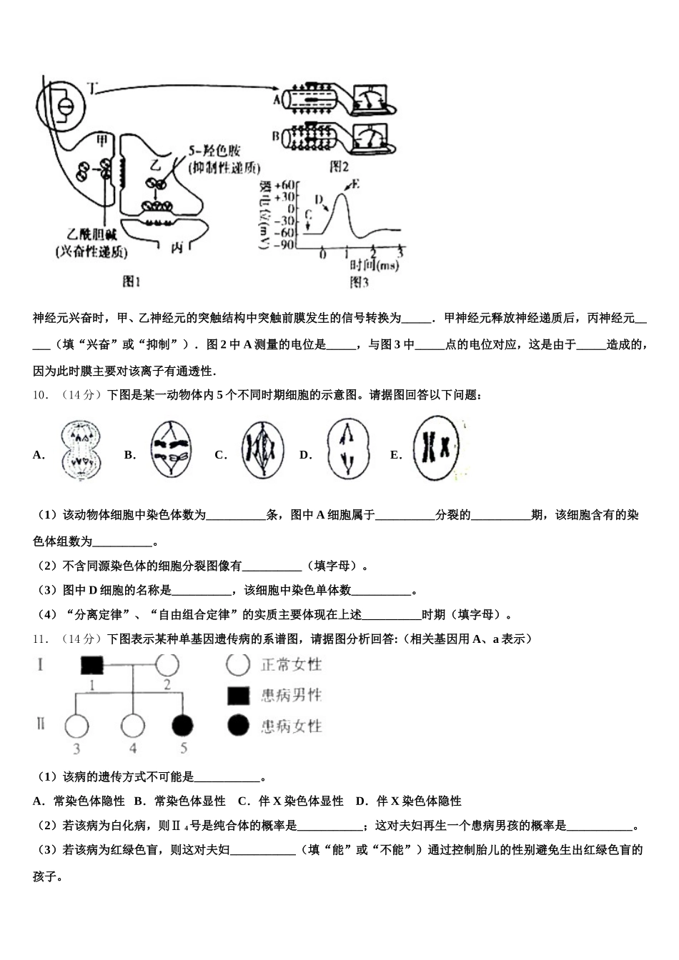 新疆维吾尔自治区吐鲁番市高昌区二中2025届生物高一第二学期期末监测模拟试题含解析_第3页