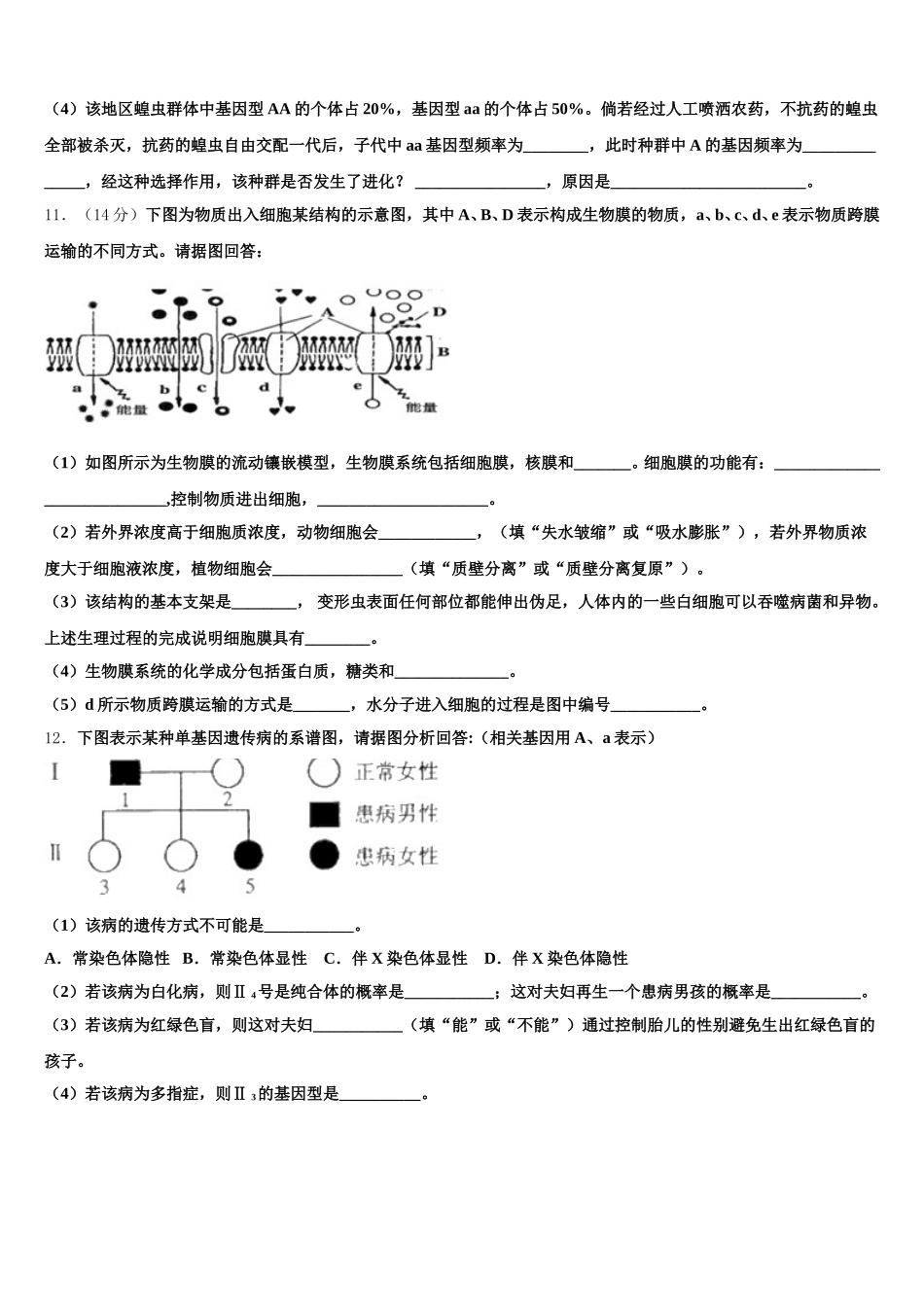 2024-2025学年新疆新师大附中生物高一第二学期期末综合测试模拟试题含解析_第3页