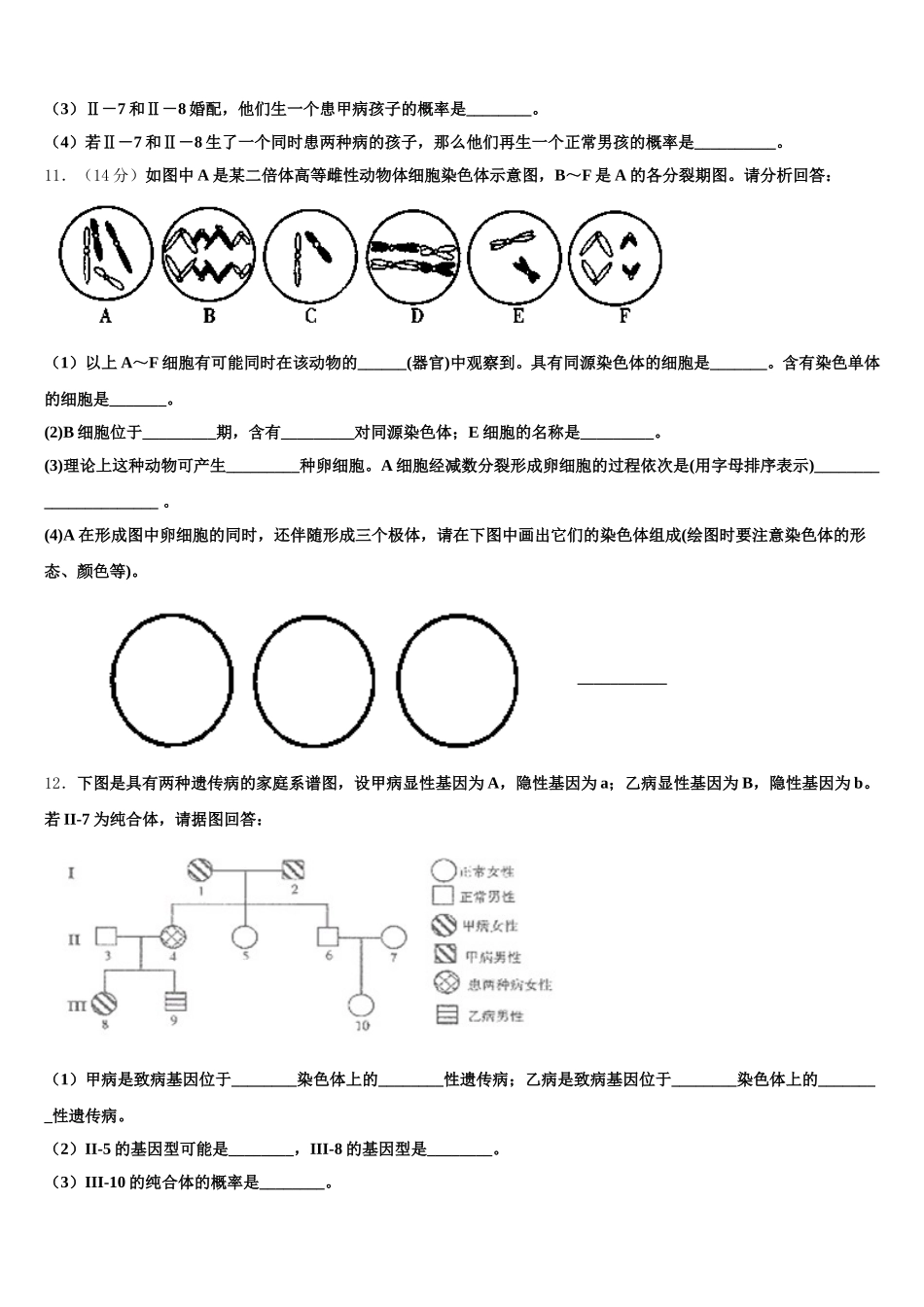 新疆奎屯市农七师高级中学2025届生物高一第二学期期末质量检测模拟试题含解析_第3页