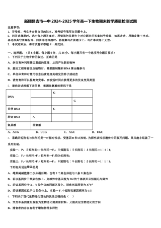 新疆昌吉市一中2024-2025学年高一下生物期末教学质量检测试题含解析