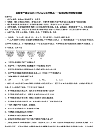 新疆生产建设兵团五校2025年生物高一下期末达标检测模拟试题含解析