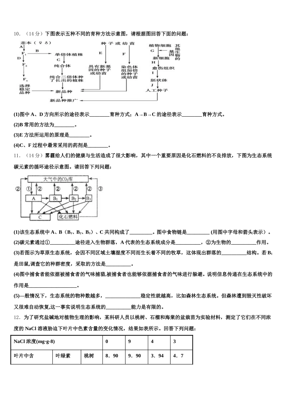 新疆阿克苏地区库车县二中2025年高一下生物期末质量跟踪监视试题含解析_第3页