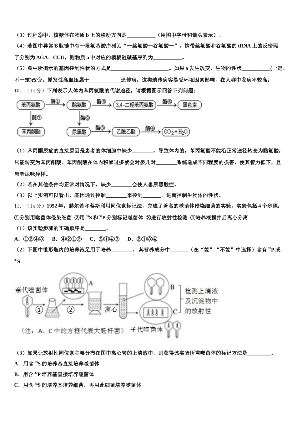 新疆巴楚县第一中学2025年高一生物第二学期期末调研模拟试题含解析_第3页