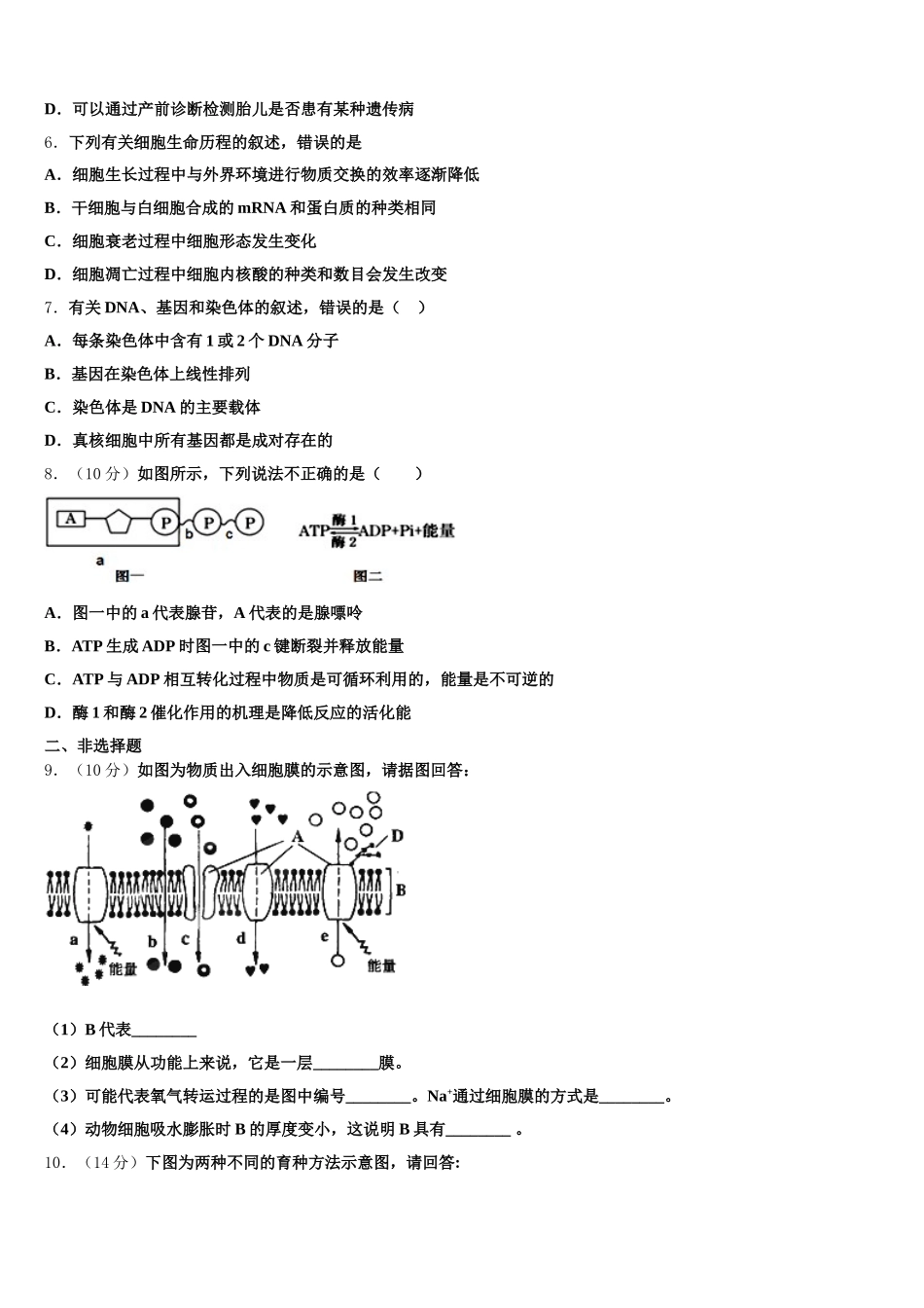 2025年新疆阿克苏地区沙雅县第二中学高一下生物期末考试模拟试题含解析_第2页