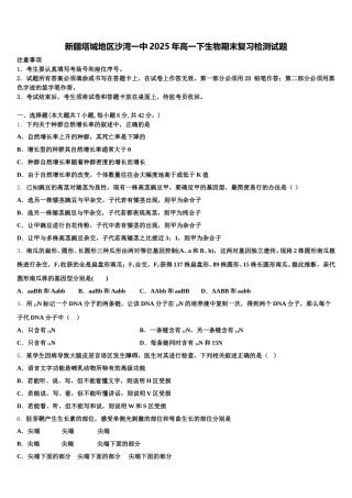 新疆塔城地区沙湾一中2025年高一下生物期末复习检测试题含解析