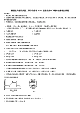 新疆生产建设兵团二师华山中学2025届生物高一下期末统考模拟试题含解析