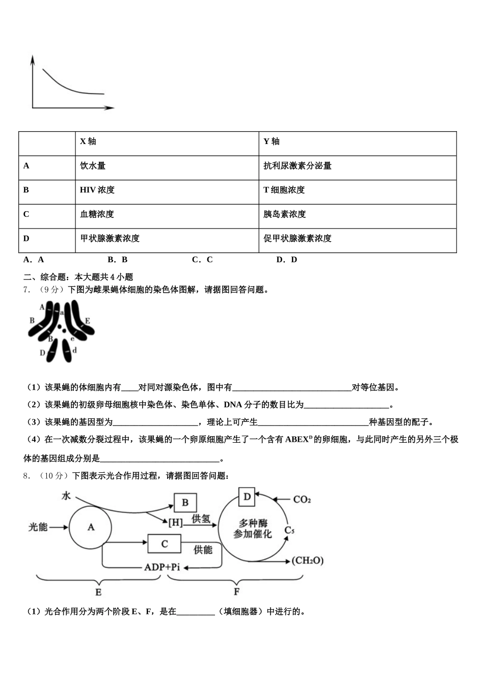 新疆维吾尔自治区乌鲁木齐市第十中学2025年高一生物第二学期期末学业质量监测模拟试题含解析_第2页