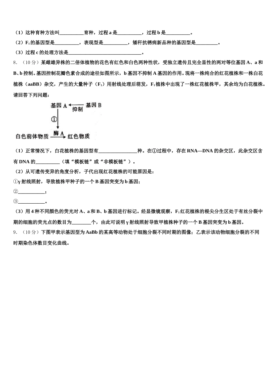 2025年新疆乌鲁木齐市第七十中学生物高一第二学期期末联考模拟试题含解析_第3页