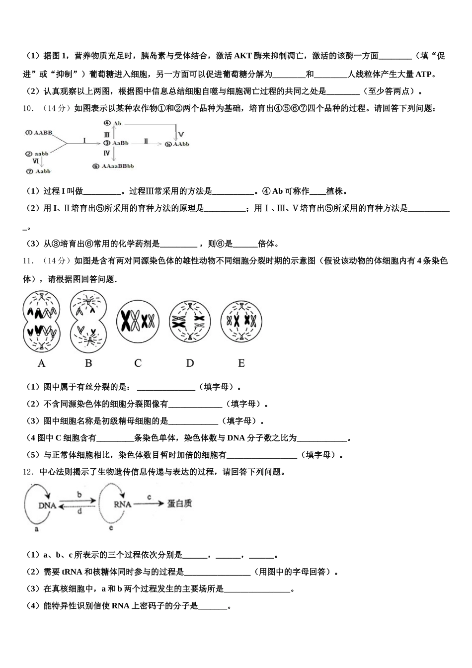 新疆乌鲁木齐八一中学2025届高一下生物期末调研试题含解析_第3页