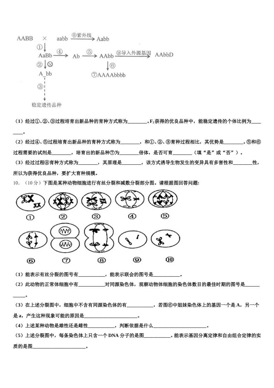 新疆伊宁生产建设兵团第四师第一中学2025届生物高一下期末学业水平测试模拟试题含解析_第3页