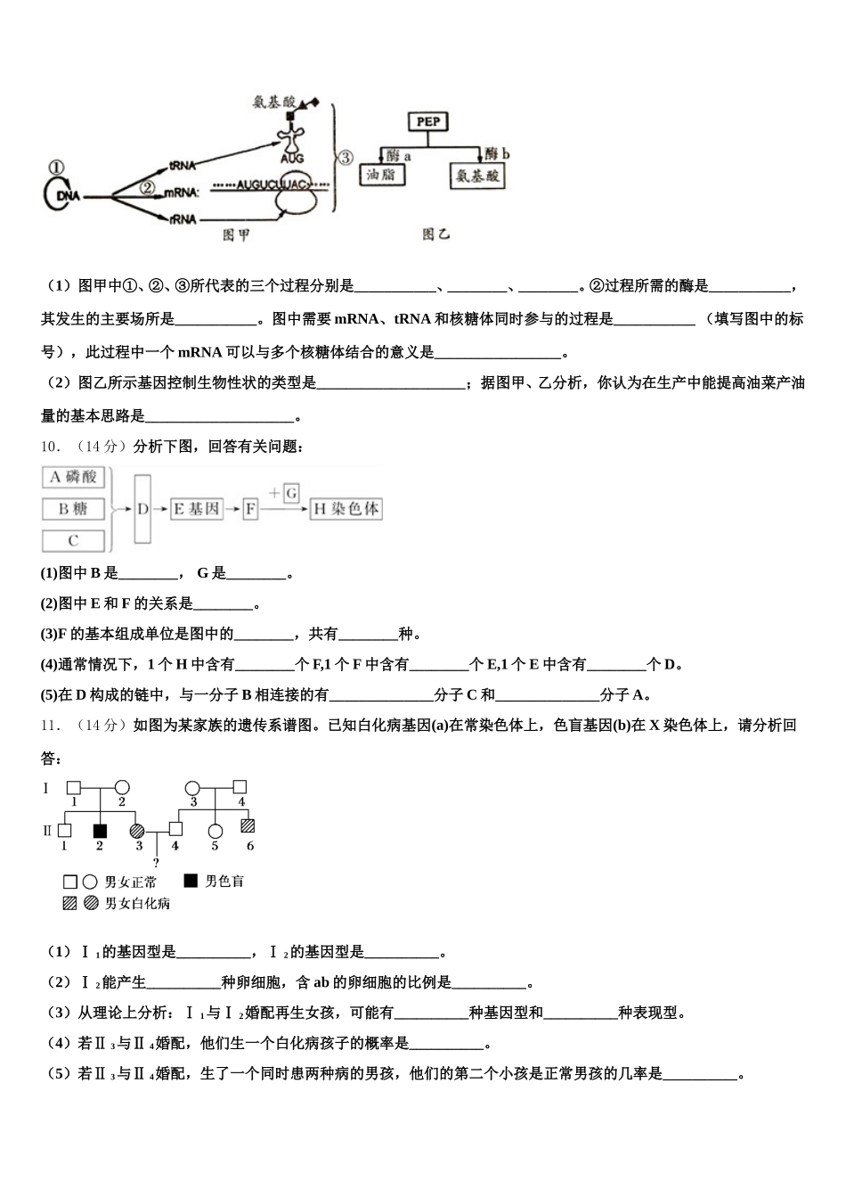 2025届新疆维吾尔自治区阿克苏市高一生物第二学期期末达标检测模拟试题含解析_第3页
