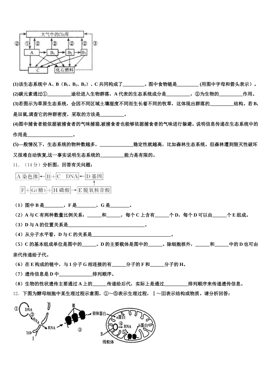 2024-2025学年新疆维吾尔自治区乌鲁木齐地区高一下生物期末监测试题含解析_第3页