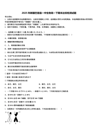2025年新疆巴楚县一中生物高一下期末达标检测试题含解析