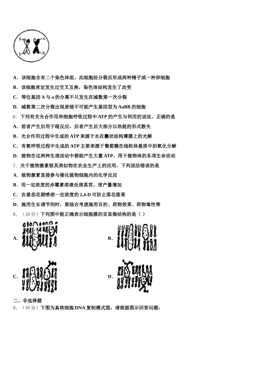 新疆巴楚县第一中学2025届高一生物第二学期期末经典模拟试题含解析_第2页