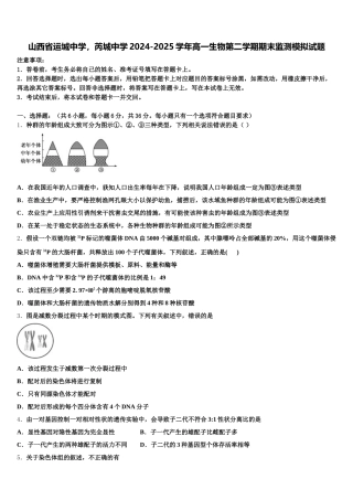 山西省运城中学，芮城中学2024-2025学年高一生物第二学期期末监测模拟试题含解析