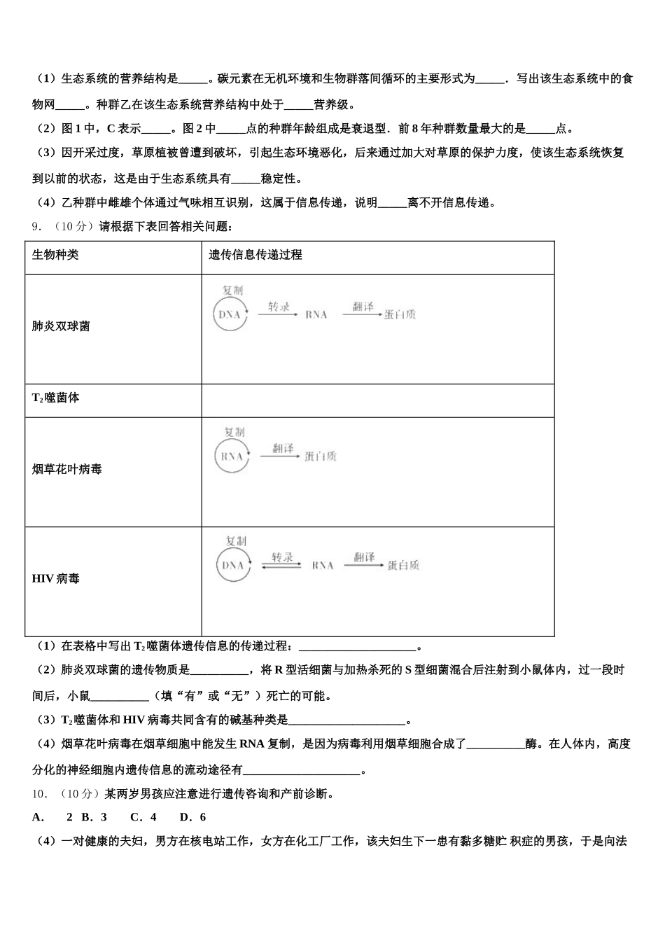 2025年山西省运城中学芮城中学高一生物第二学期期末监测模拟试题含解析_第3页